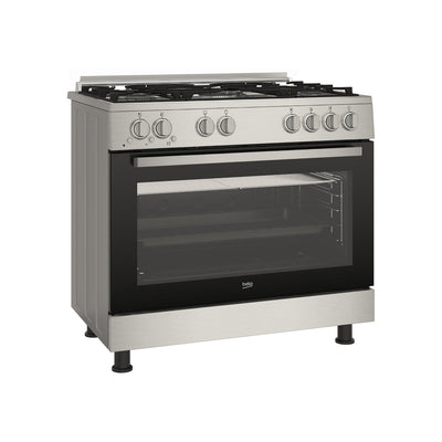 Beko Freestanding Gas Cooker  5 Burners with Cast Iron Support 90x60 Stainless Steel