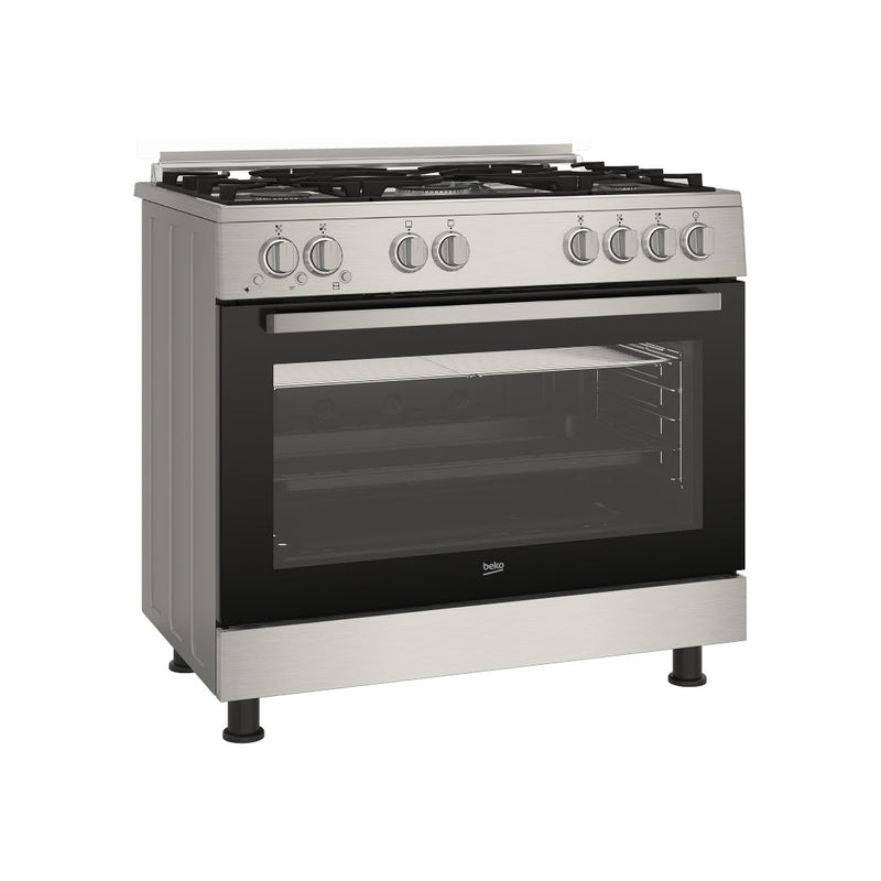 Beko Freestanding Gas Cooker  5 Burners with Cast Iron Support 90x60 Stainless Steel