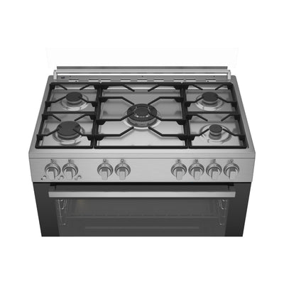 Beko Freestanding Gas Cooker  5 Burners with Cast Iron Support 90x60 Stainless Steel