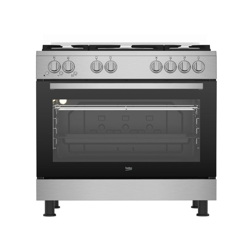 Beko Freestanding Gas Cooker  5 Burners with Cast Iron Support 90x60 Stainless Steel