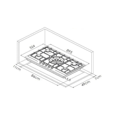 Beko Built-In Gas Hob with 5 Burners 90cm Stainless Steel