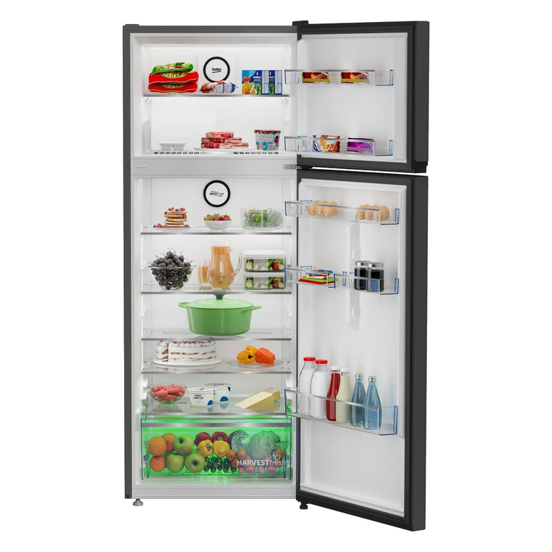 Beko Top Mount Refrigerator 408L 14.5 Cu. Ft Dual Cooling Inverter Dark Inox